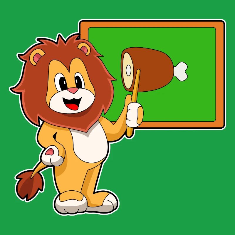 Viande de pointeur de lion enseignant