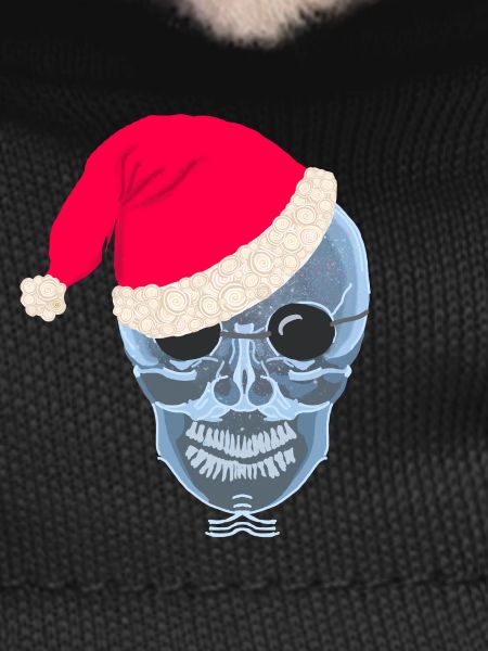 X-ray skull Santa hat, drawing