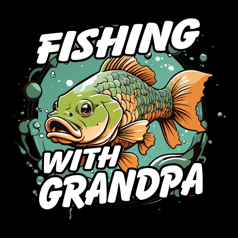 Angeln mit Papa mit buntem Fischdesign