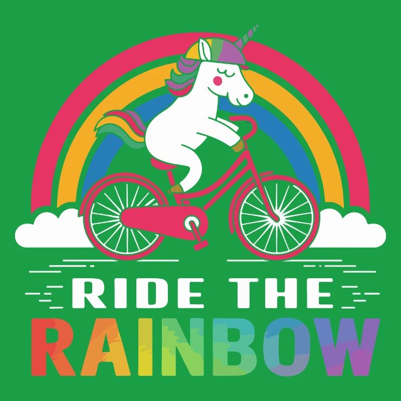 Unicorn Bicycle Ride Rainbow Tee