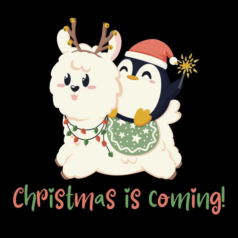 Alpaca and penguin ring in Christmas