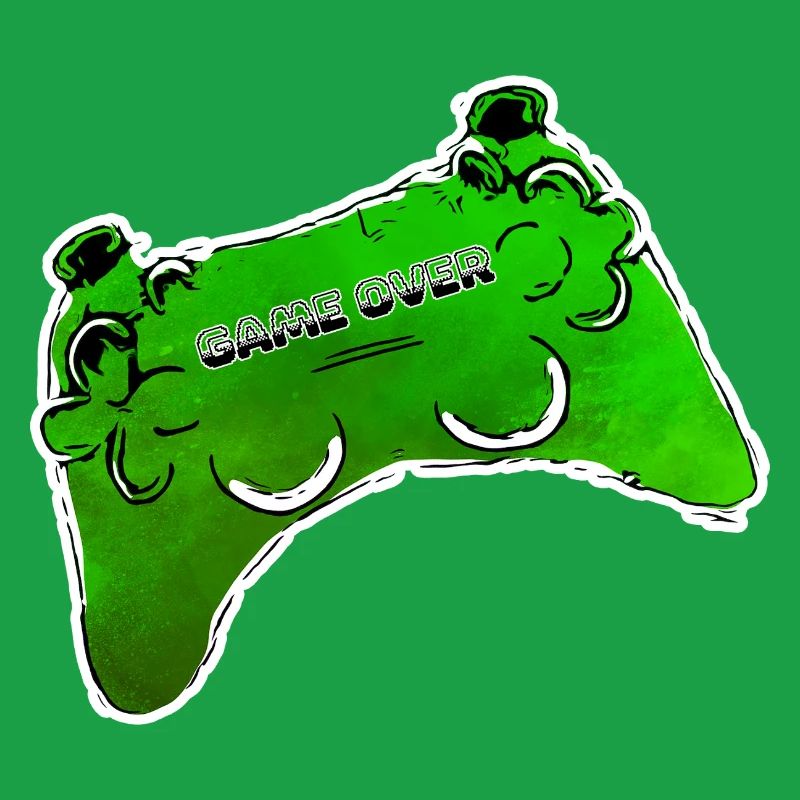 green comic controller with text GAME OVER