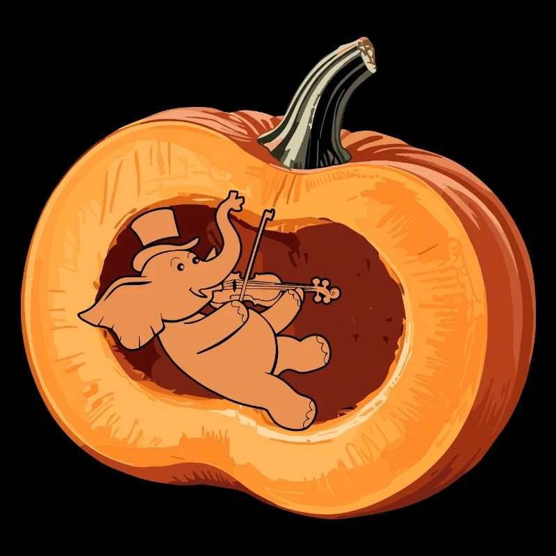 Elephant Playing Violin in Pumpkin - Violinist Violinist