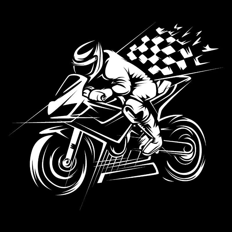 Superbike de course avec drapeau - Motard et course