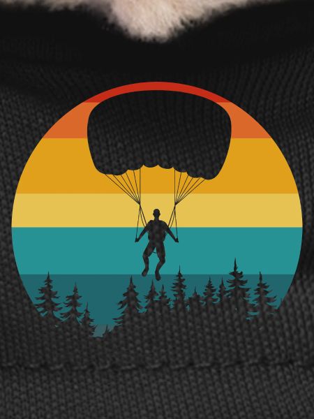 Skydiver silhouette retro nature
