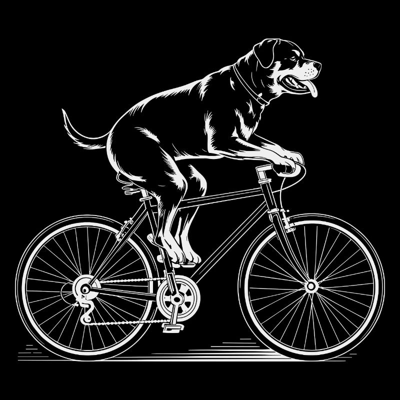 Rottweiler Dog Driving Bicycle