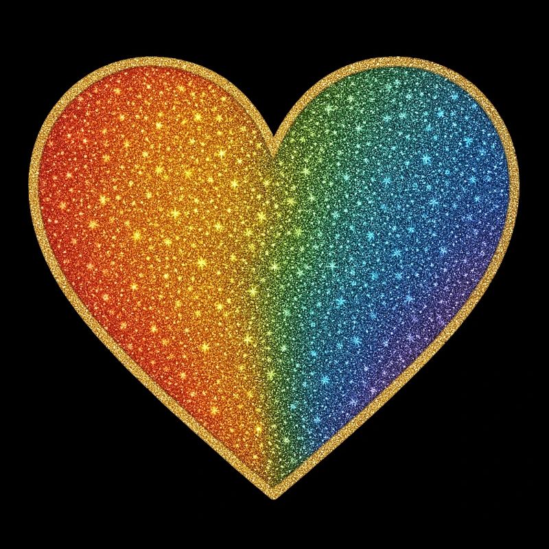 Sparkling rainbow heart design