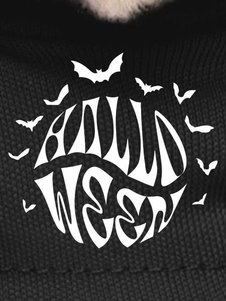 Halloween circle logo with bats