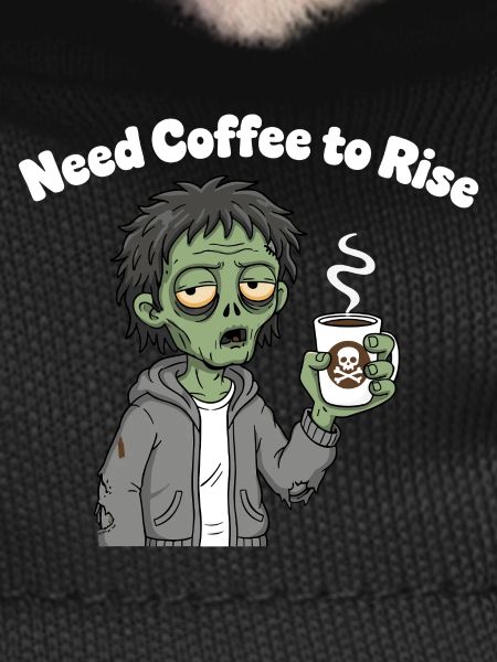 Coffee Zombie Motif Pullover Hoodie