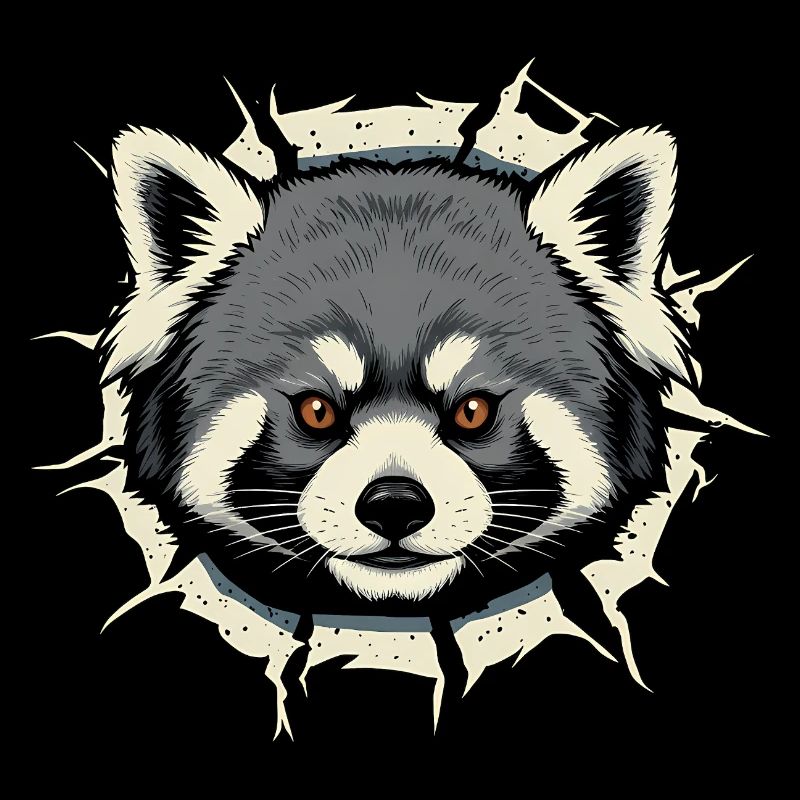 Cute Red Panda Peeking Out Crack