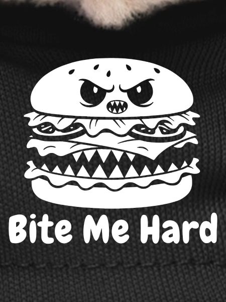 Angry hamburger bite design