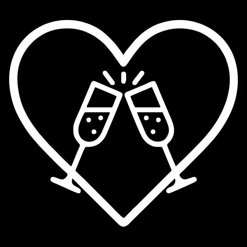 Sparkling Glasses Heart Toast Bubbles