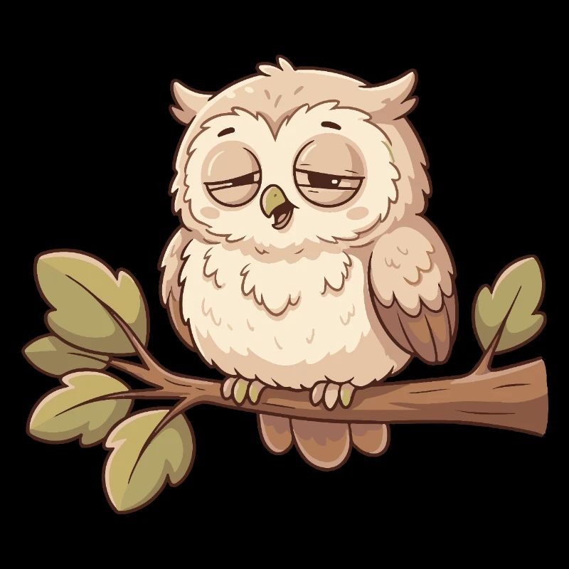 Schlafende Eule auf Ast