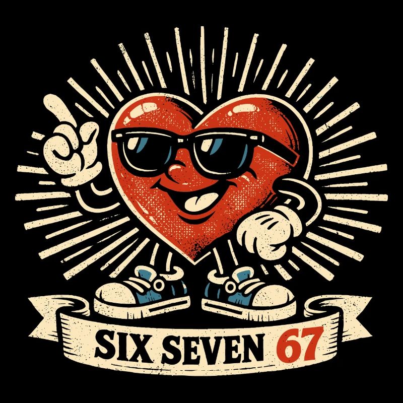 6 7 Six Seven Cadeau de cœur de la Saint-Valentin Drôle