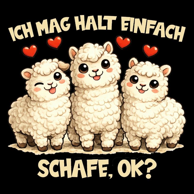 Sheep Comic Motif with Heart and Funny Saying