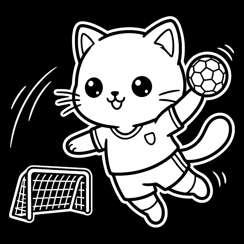 Kawaii Cat Handball Player