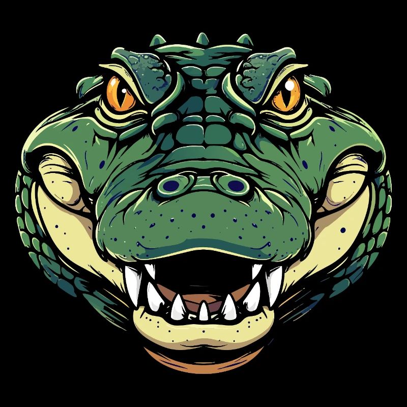 Krokodil Kopf Comic Illustration Krokodilkopf Mode