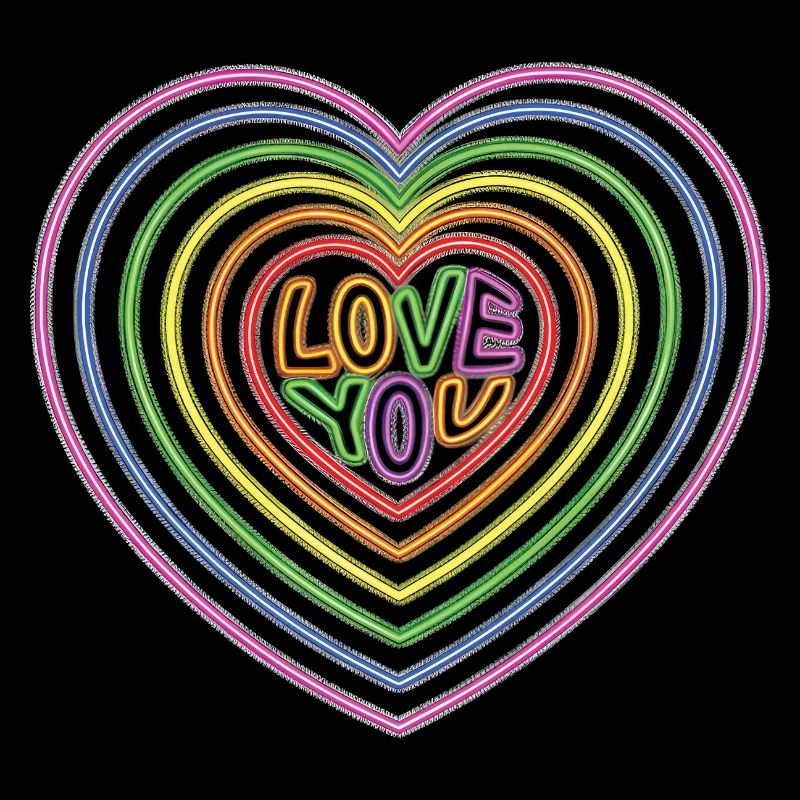 Texte coloré Love You Shaped Hearts Impression