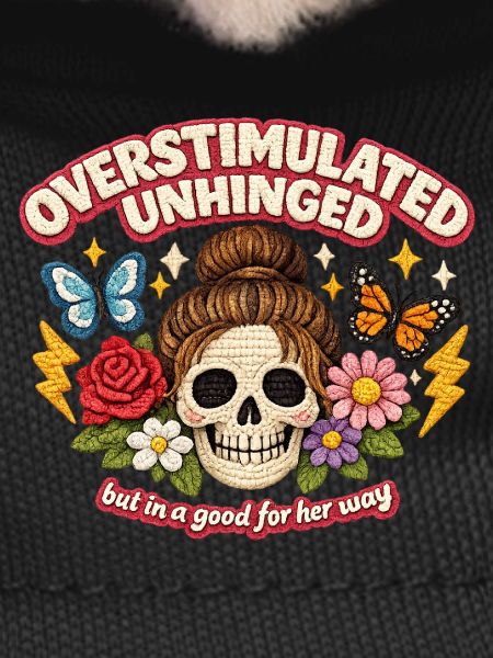 Overstimulated Skull with Flowers Patch