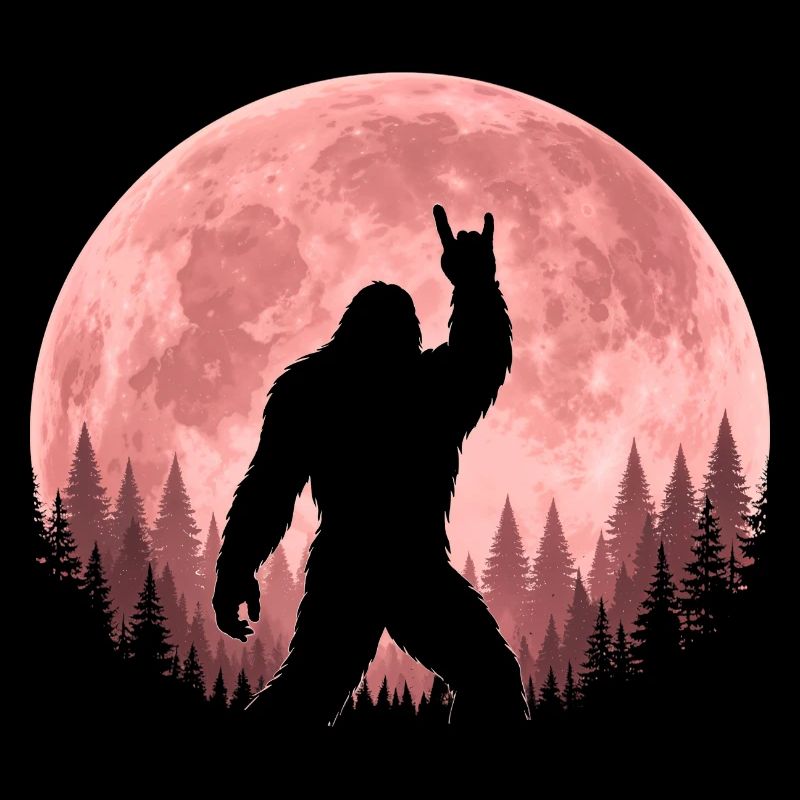 Bigfoot Rock Auf Schild Sasquatch Yeti Moon
