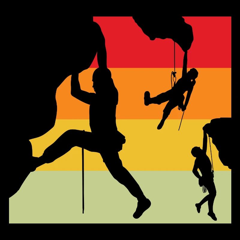Retro Sunset Climber Silhouettes