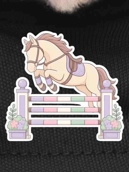 Pastel horse jumping obstacle