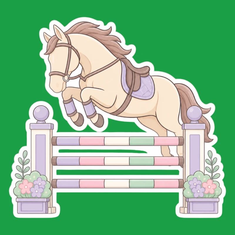 Obstacle au saut à cheval pastel