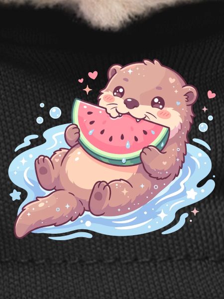 Kawaii Otter Eating Watermelon