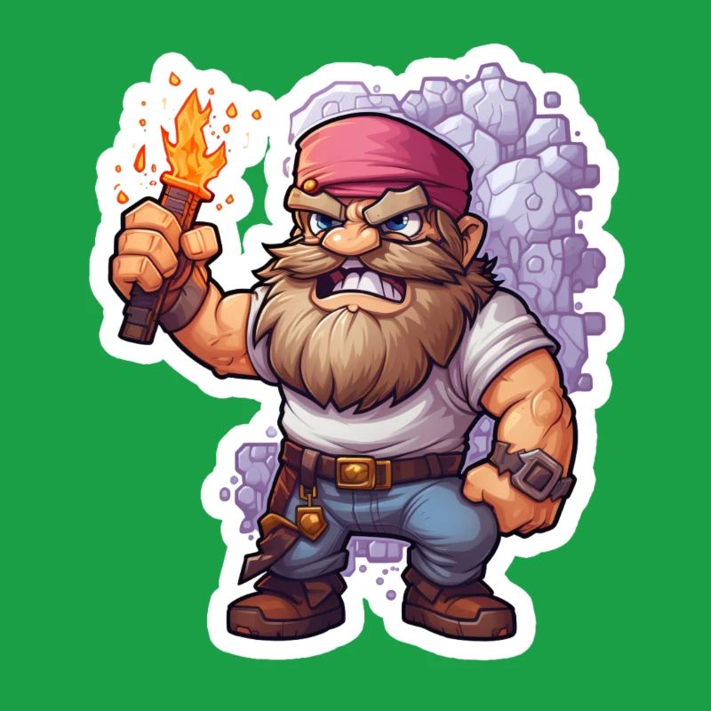 Pixel Dwarf With Torch Mining Game Shirt