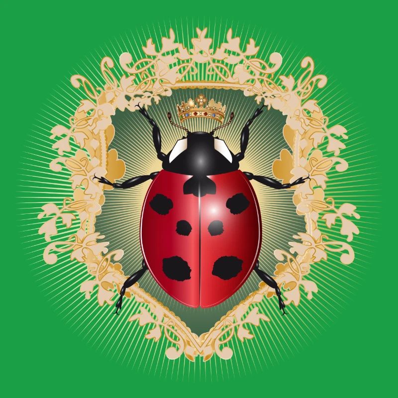 red glowing ladybug with crown in frame