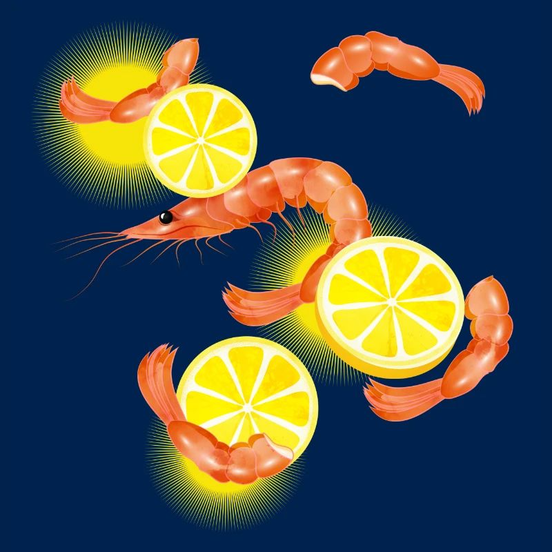 Garnelen oder Shrimps mit Zitronen Scheiben