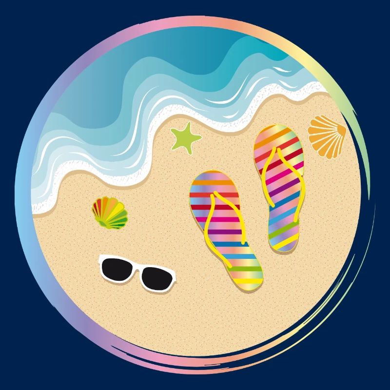 Flip-Flops im Regenbogen-Design am Sandstrand