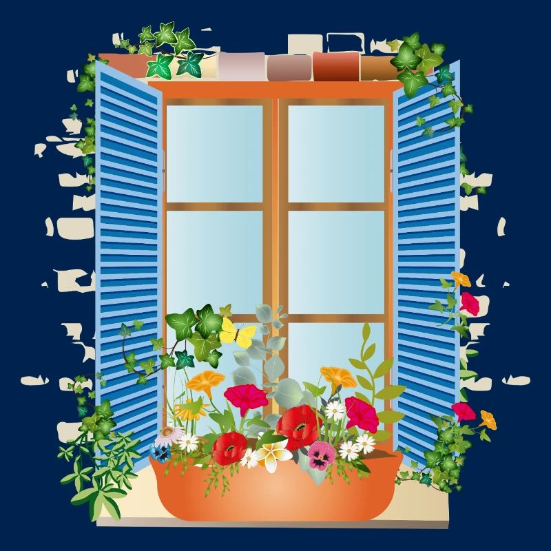 Summer window with flower box