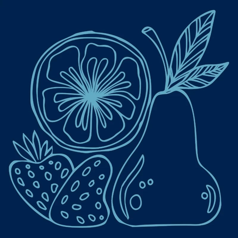Fruit Lines Blue Sketch
