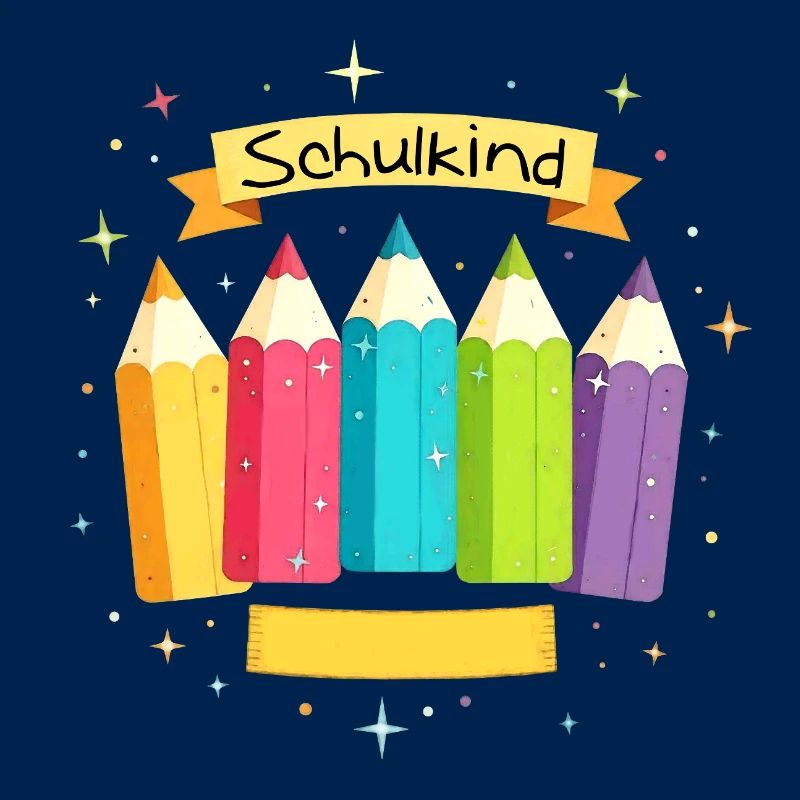 Schulkind 2026 - bunte Buntstifte mit Sternchen