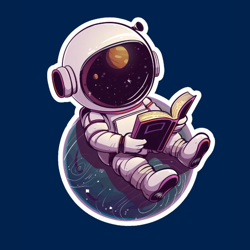 Astronaut liest vor der Erde – Space Design
