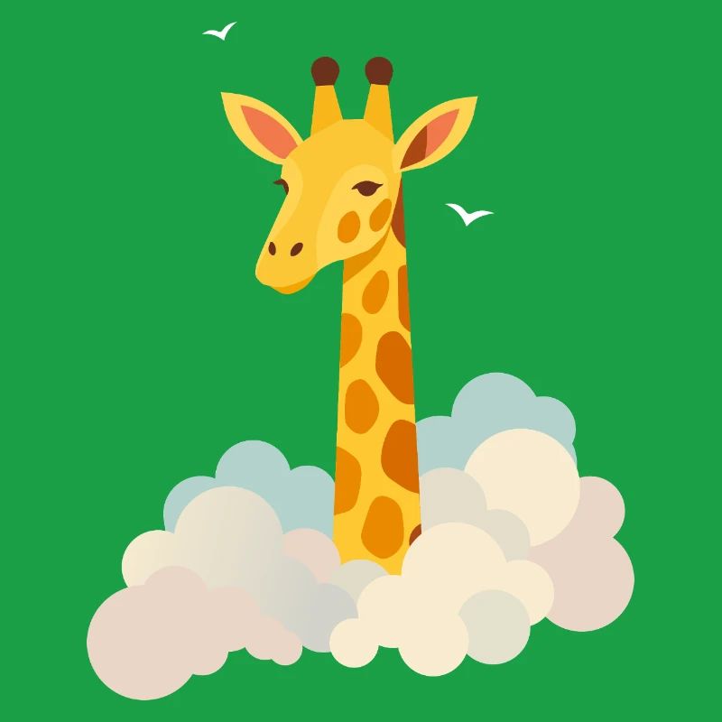 Douce girafe au-dessus des nuages – Motif onirique