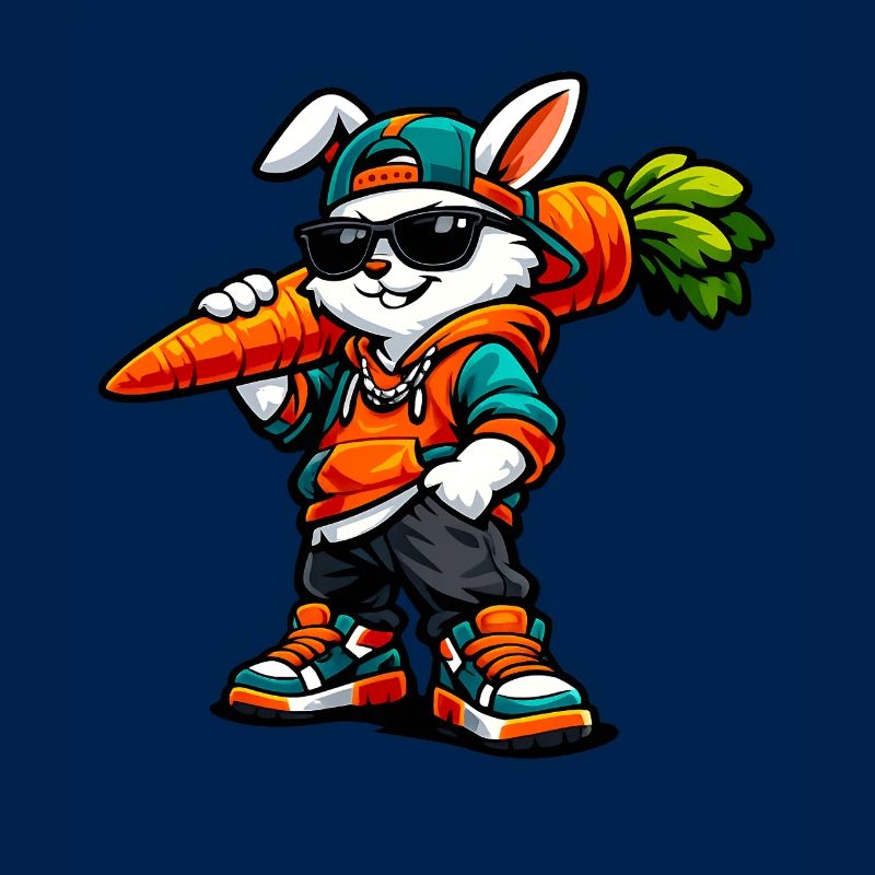 Funny Easter Bunny with Carrot Rabbit