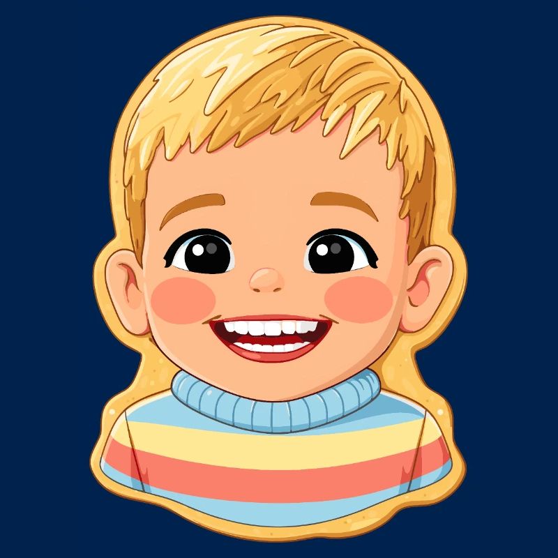 Motif biscuit : enfant joyeux avec un pull coloré