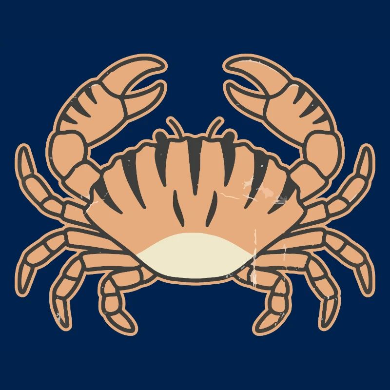 Stylized crab with tiger stripes