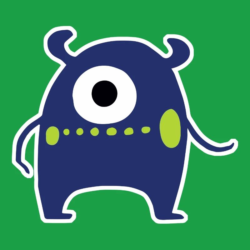 Navy Blue Cyclops Monster | Cute Chibi Alien 