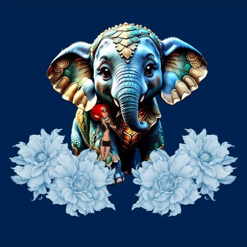 Mignon petit éléphant avec fée, meilleurs amis