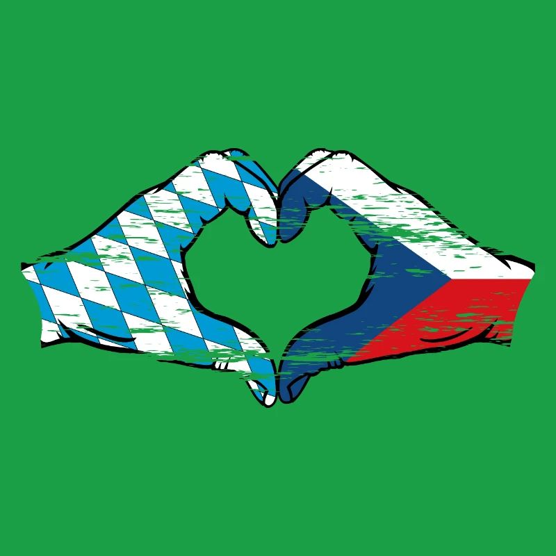 Bavière République Tchèque Drapeau Mains Coeur Utilisé
