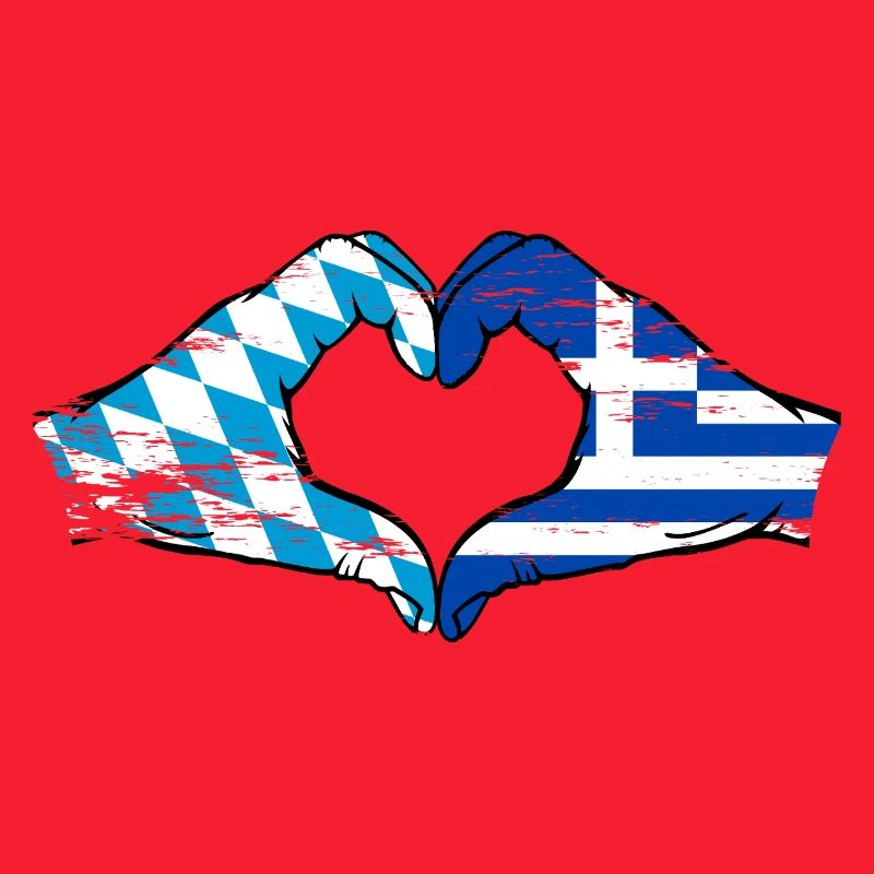 Bavière, Grèce, Drapeau, Mains, Coeur, Forme Utilisé