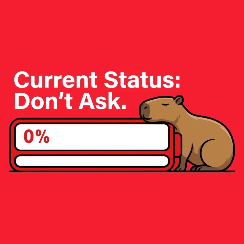 Capybara Tired Battery Empty Humor