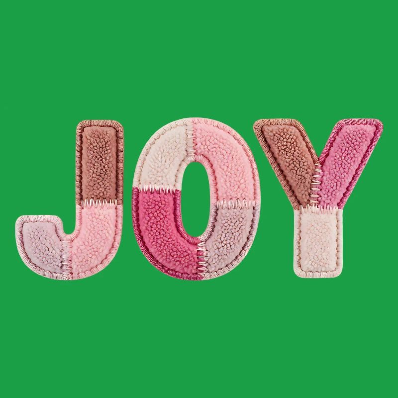 Joy Patchwork Pink Fabric Lettering Handmade