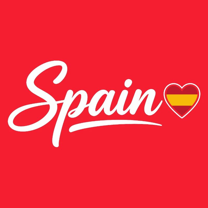 Spain Script with Heart Flag Patriotic