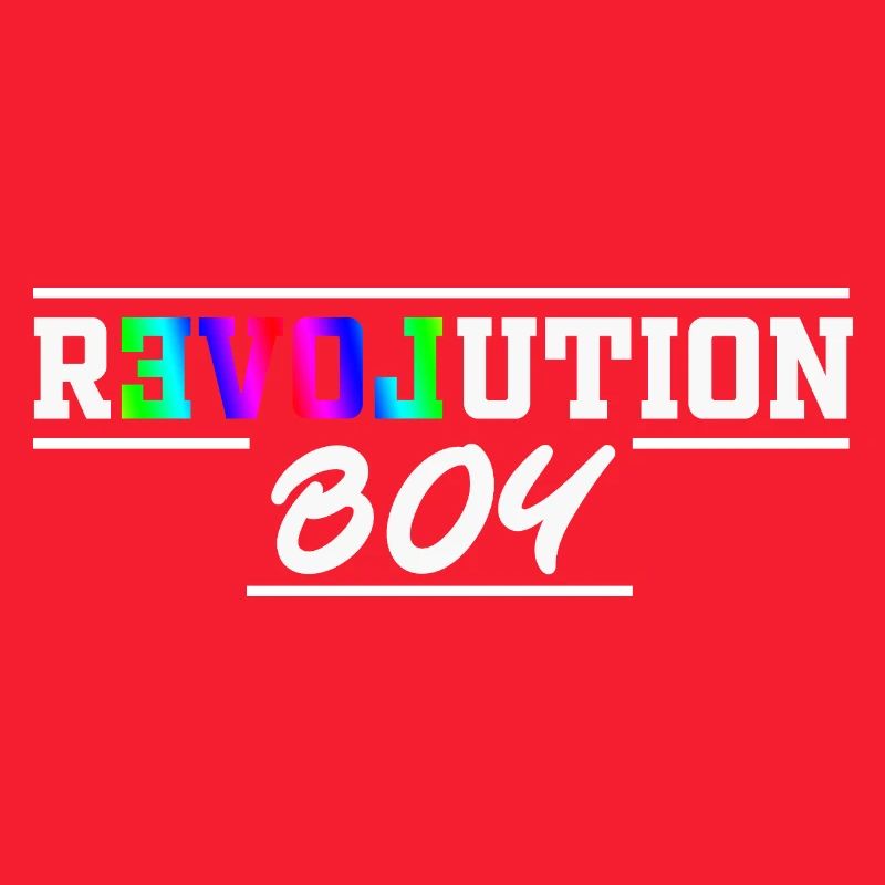 Revolution Boy Rainbow Pride Text Graphic