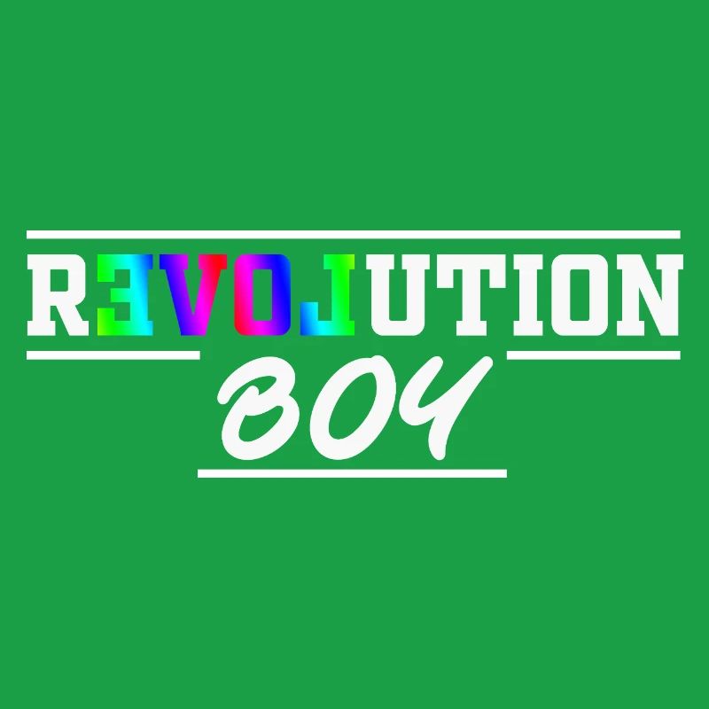 Revolution Boy Rainbow Pride Text Graphic