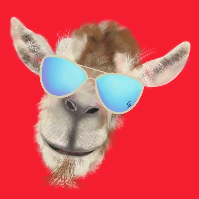 Tête de chèvre décontractée avec lunettes de soleil